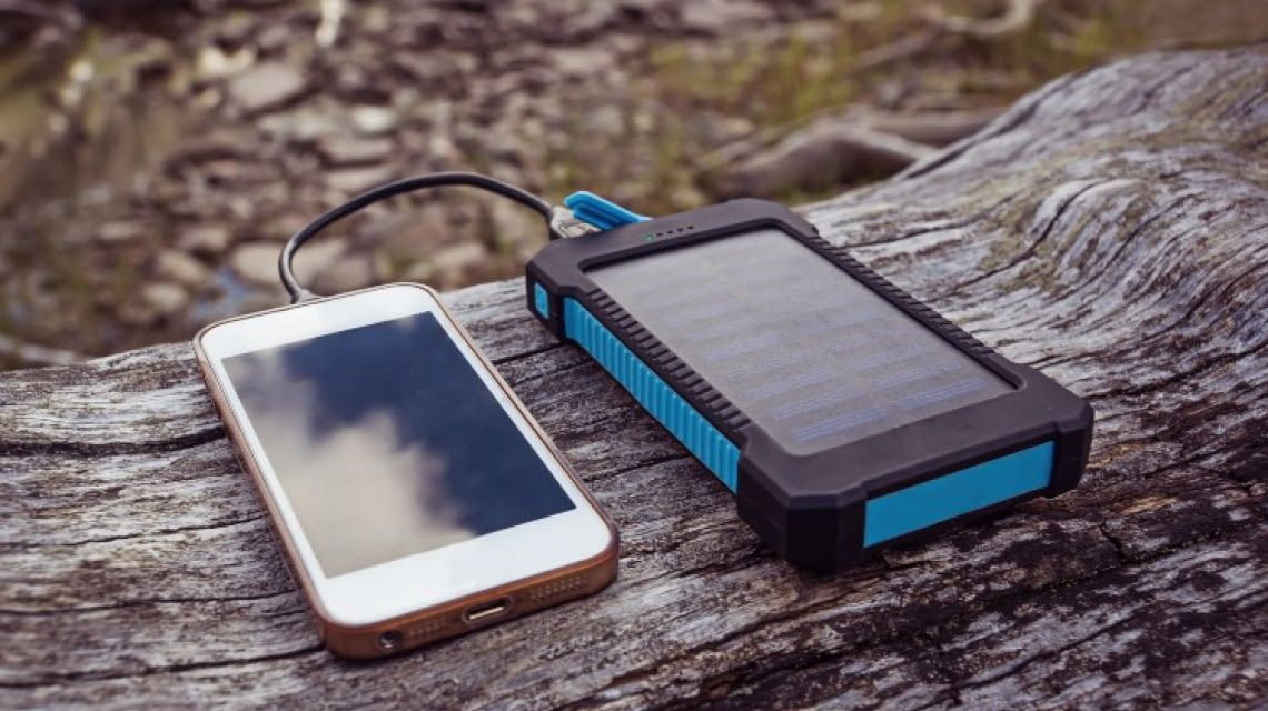 Solar power bank outlet test